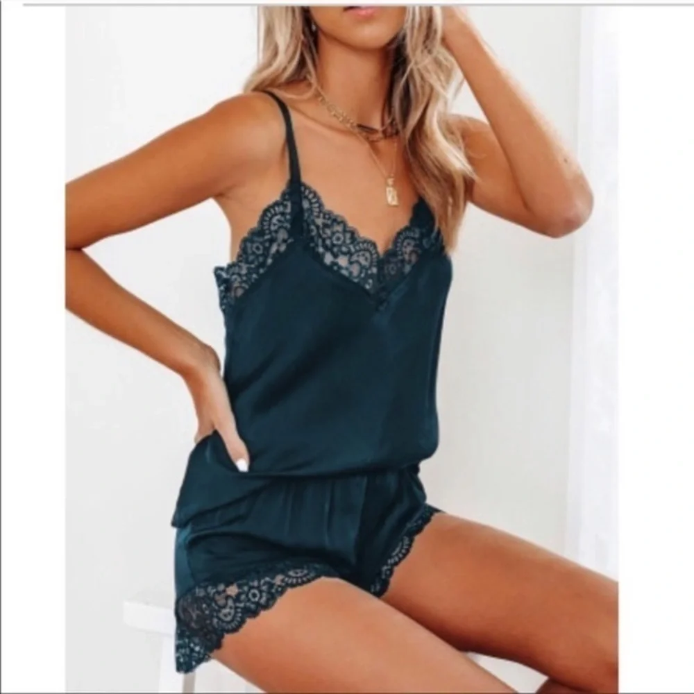 2 piece cami set plus size green